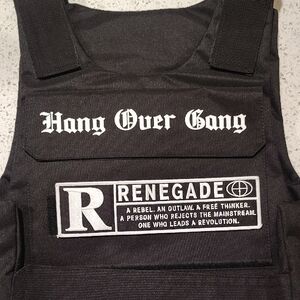 Black One Piece with Renegade Patch and Gothic Lettering